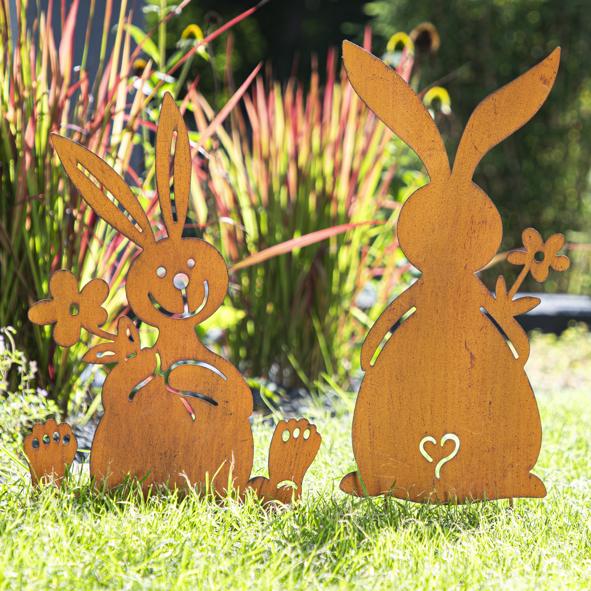 2er Set Rost Osterdekoration für den Garten