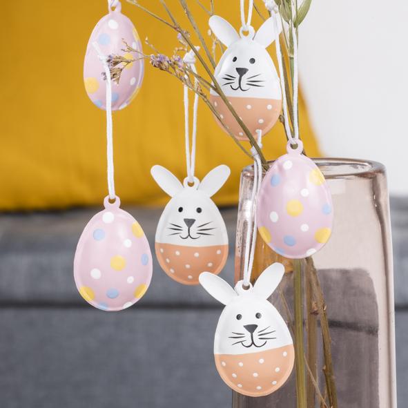 6er Set Ostereier aus Metall