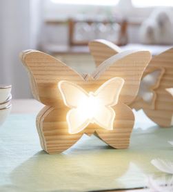 LED Holz Dekoration, Schmetterling – ca. 18,5 x 15 cm 