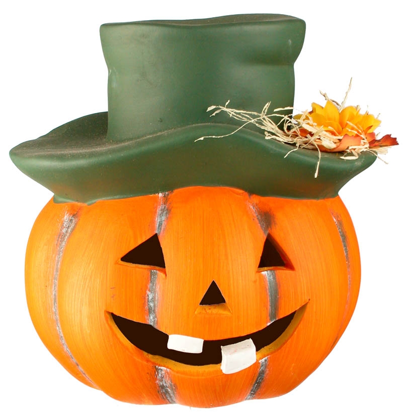 Deko-Kürbis mit grünem Hut
