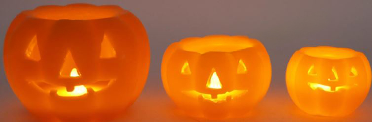 3er Set LED Kürbis mit je einer Kerze