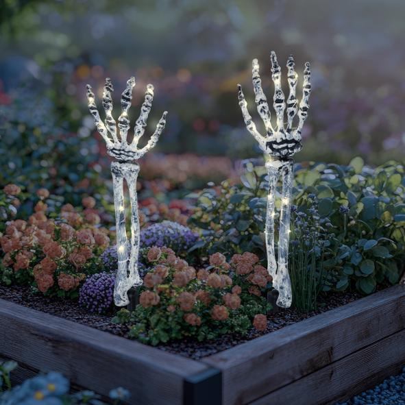 Skelett Hände als Gartenstecker 2er Set
