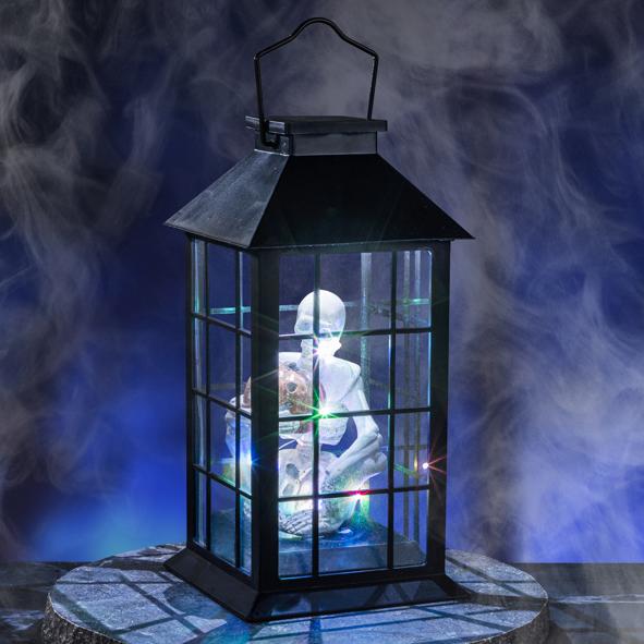 Halloweenlaterne mit Totenkopf und LEDs