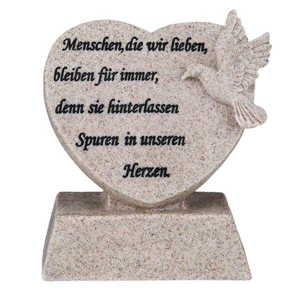 Gedenkstein Herz mit Taube