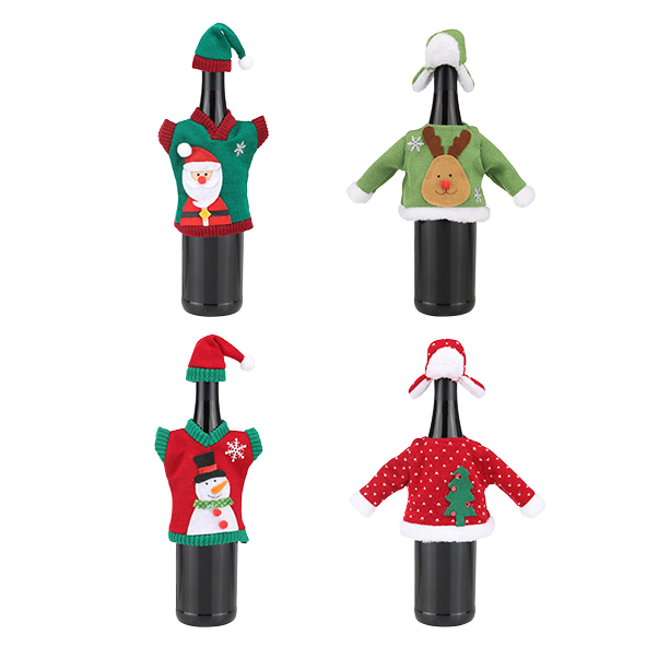 2-tlg. Flaschen-Deko aus Strickware