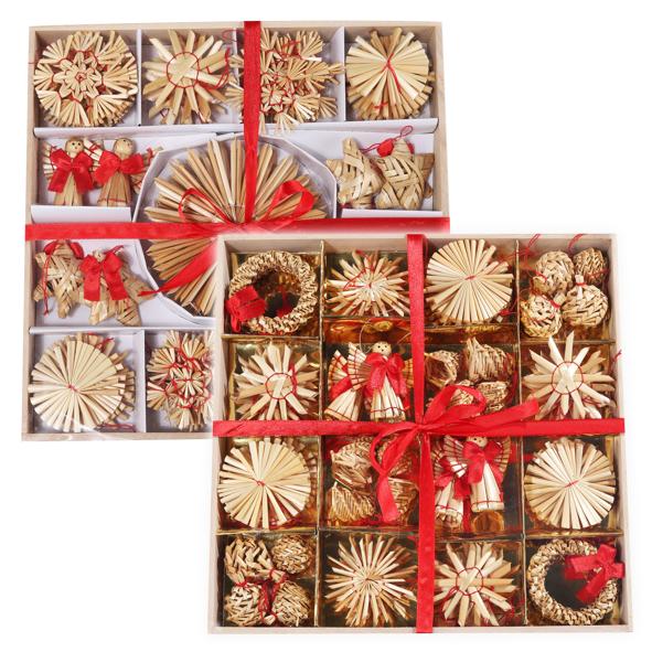 Baumschmuck Set aus Stroh