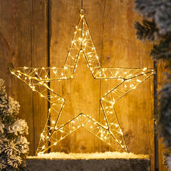LED Metall Stern, 240 warm-weiße LEDs