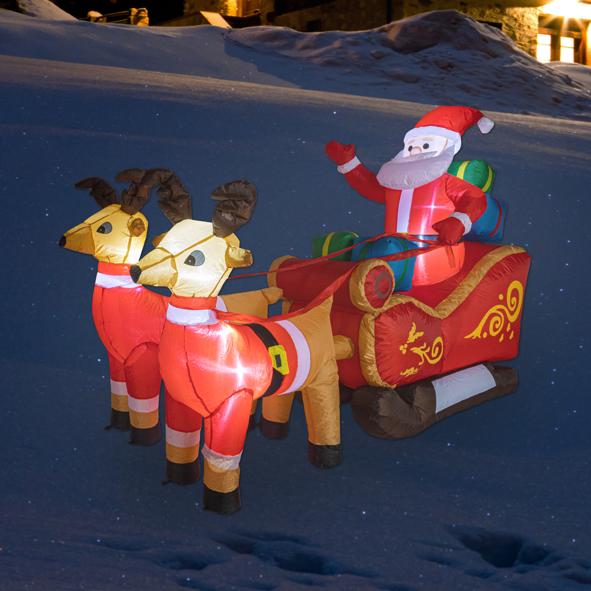 Aufblasbarer Weihnachtsmann mit Schlitten