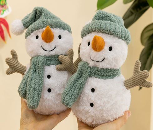Deko Plüschkissen im Schneemann Design  – ca. 15 - 18 cm 