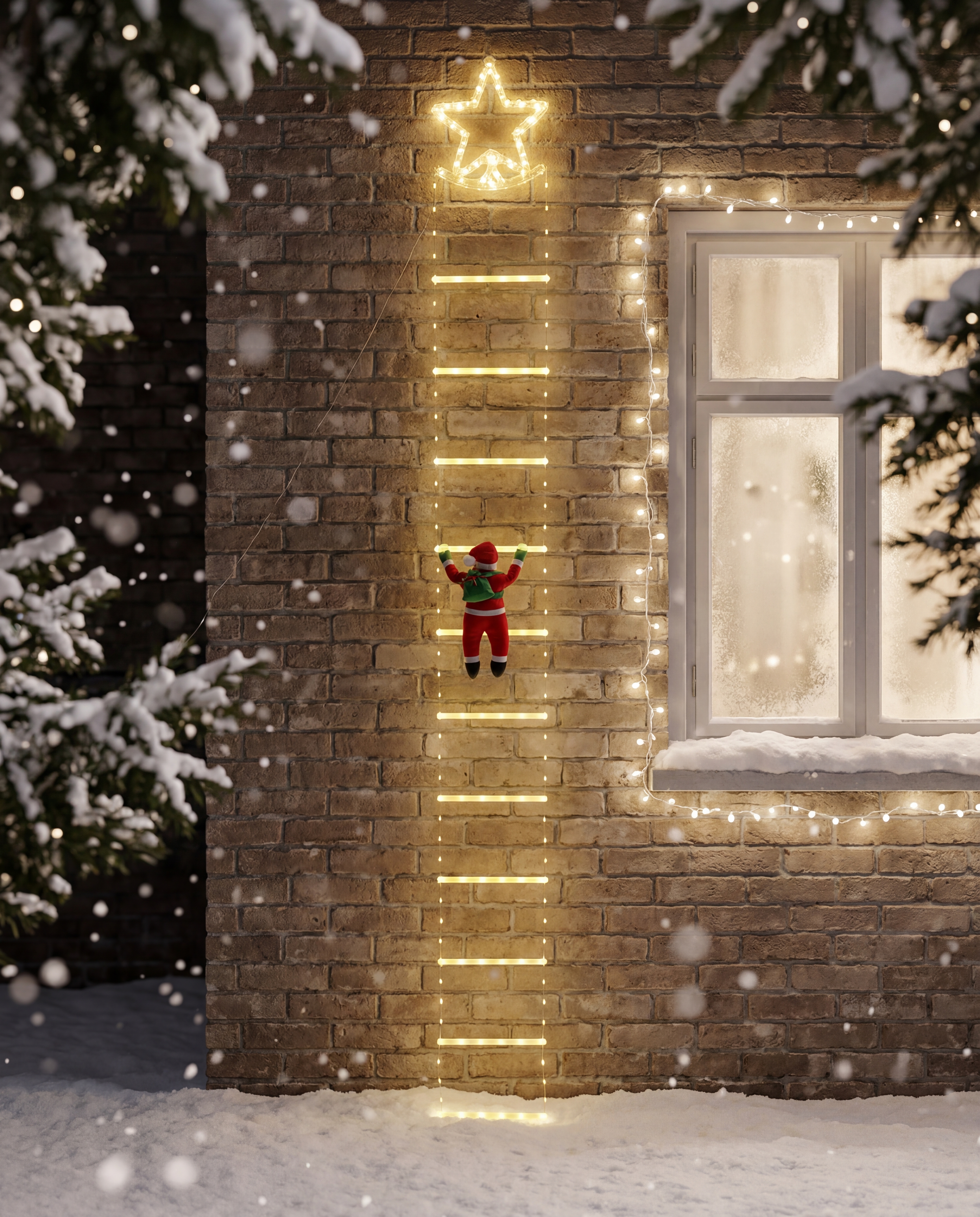 LED-Weihnachtsmann auf Leiter,  3,3 Meter