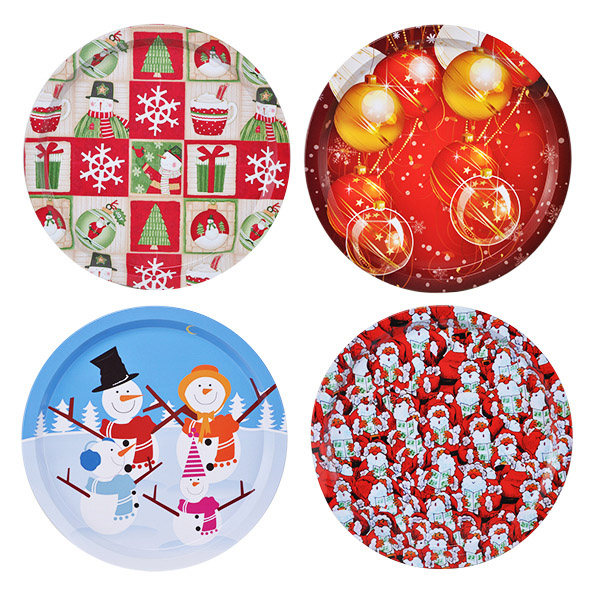 Weihnachtsteller aus Metall, rund 32 cm