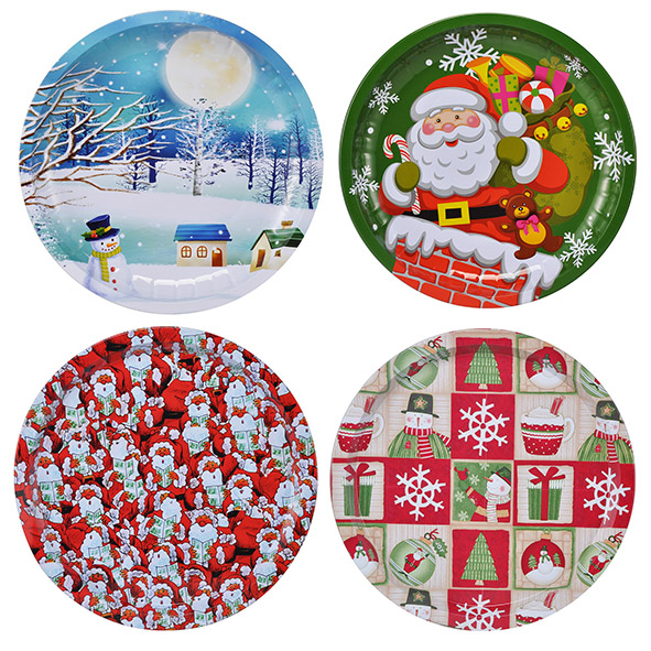 Weihnachtsteller aus Metall, rund 26 cm