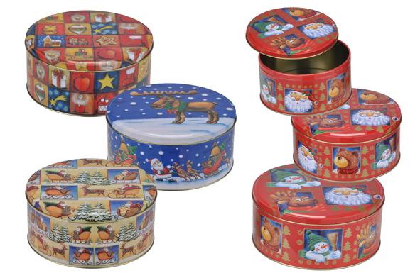 Weihnachts-Keksdosen-Set 3-tlg., rund