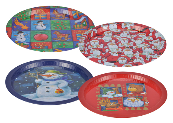 Weihnachtsteller aus Metall, rund 32cm