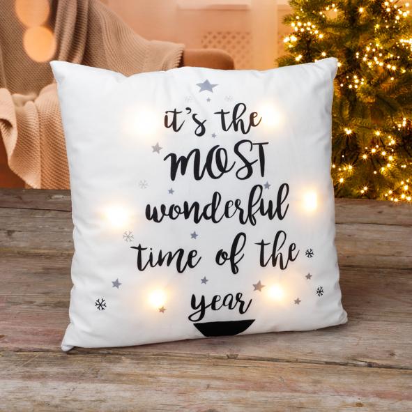 Pailletten und LED Kissen sortiert