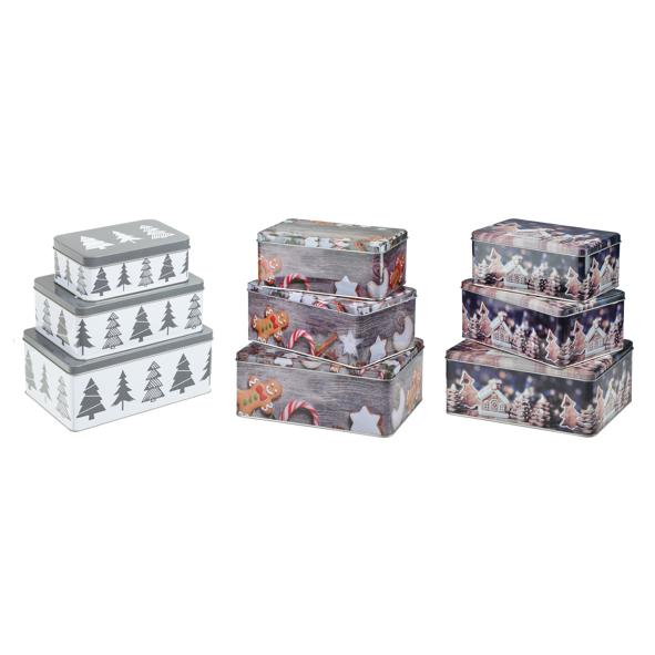 Weihnachts-Keksdosen,3tlg.,  rechteckig