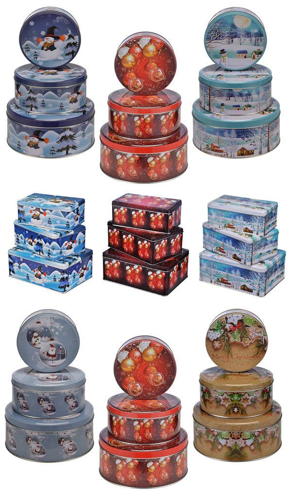 Weihnachts-Keksdosen-Set 3-tlg. - Mischkarton