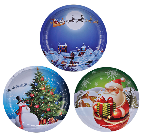 Weihnachtsteller aus Metall, rund ca. 26 cm