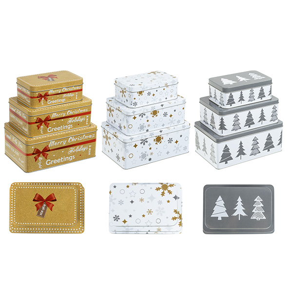 Weihnachts-Keksdosen,3tlg., rechteckig