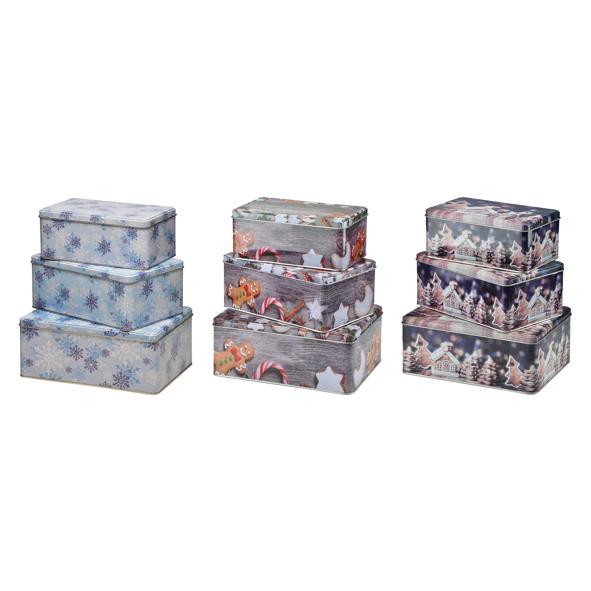 Weihnachts-Keksdosen,3tlg.,  rechteckig