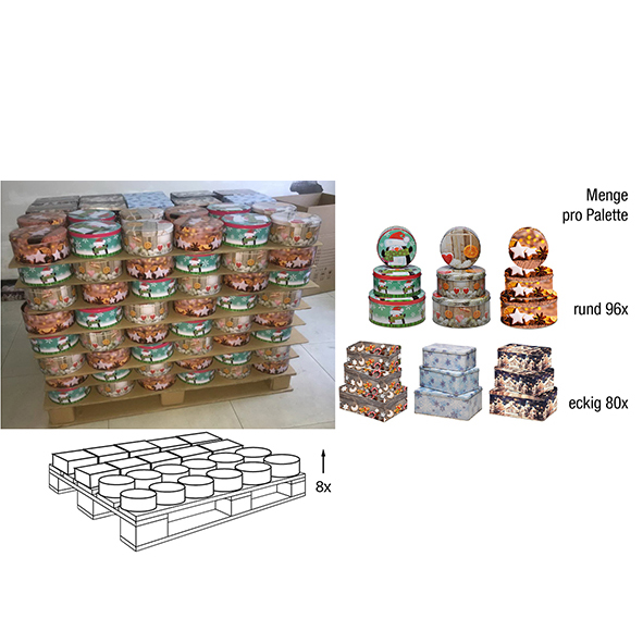 Weihnachtskeksdosen, sortiert auf einer Einweg-