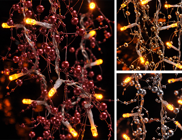 LED Batterie-Lichterkette, mit Perlen verziert