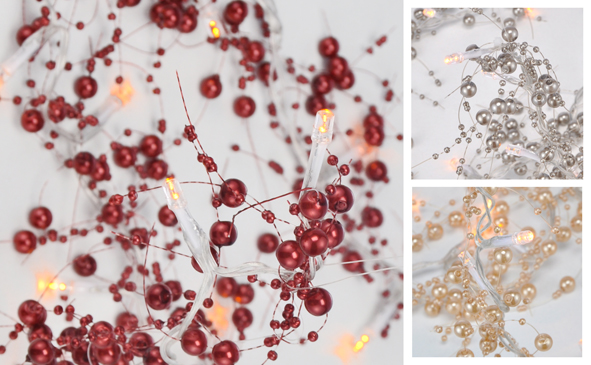 LED Batterie-Lichterkette, mit Perlen verziert