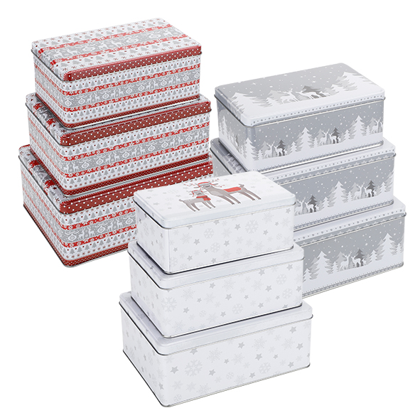 Weihnachts-Keksdosen,3tlg., rechteckig