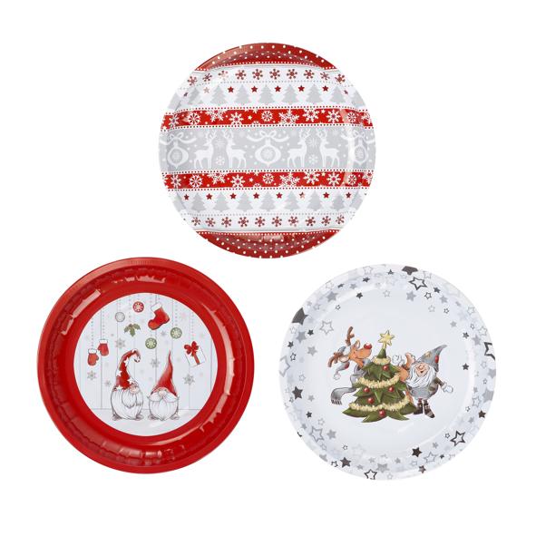 Weihnachtsteller aus Metall, rund 26 cm