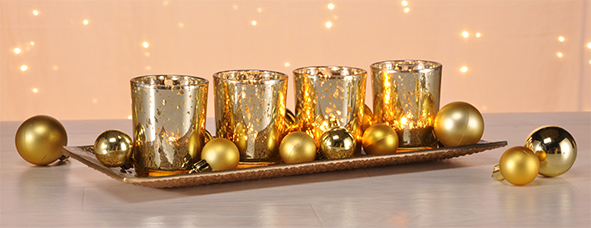 4er Set Teelichthalter mit Schale und