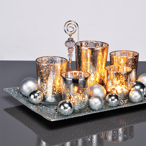 5er Set Teelichthalter mit Schale und