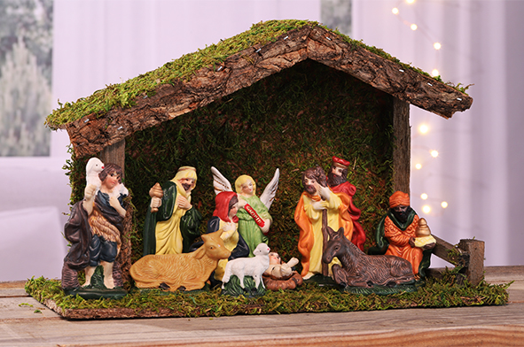 Weihnachtskrippe mit 11 Figuren