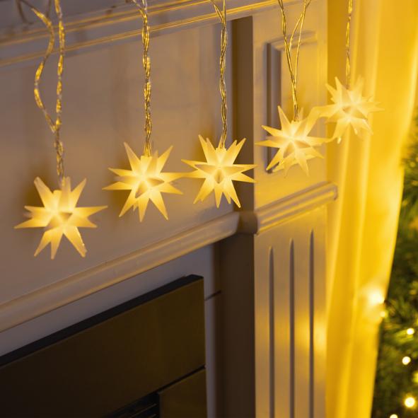 LED Lichterkette mit 5 Sternen, weiß