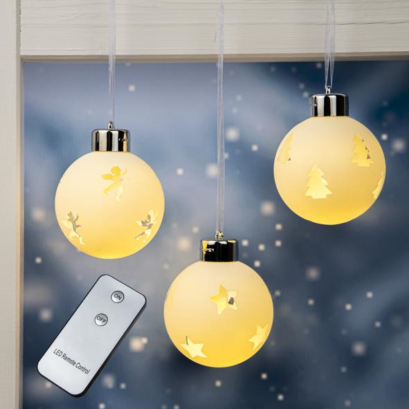 3er Set LED Glaskugeln