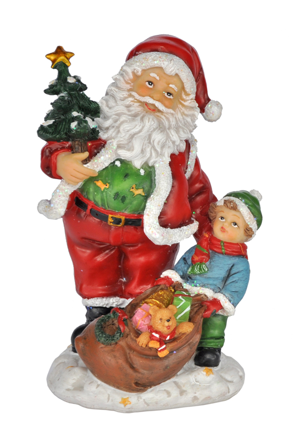 Dekofigur Weihnachtsmann mit Kind