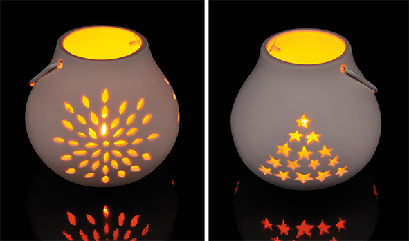 LED Windlicht aus Keramik