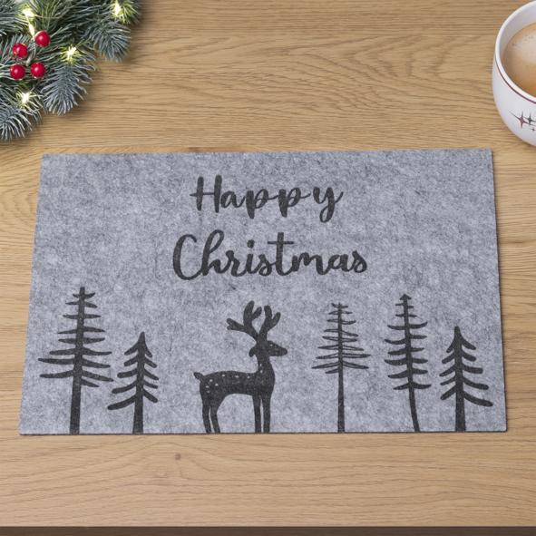 Filzmatte im Weihnachtsdesign, anthrazit – ca. 30 x 21 cm