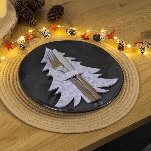 4er Set Bestecktasche im Tannendesign