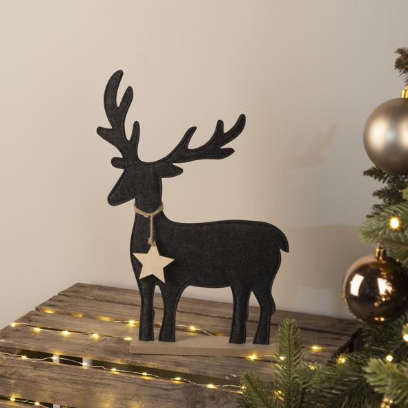 Deko Filzrentier mit Holzfuß
