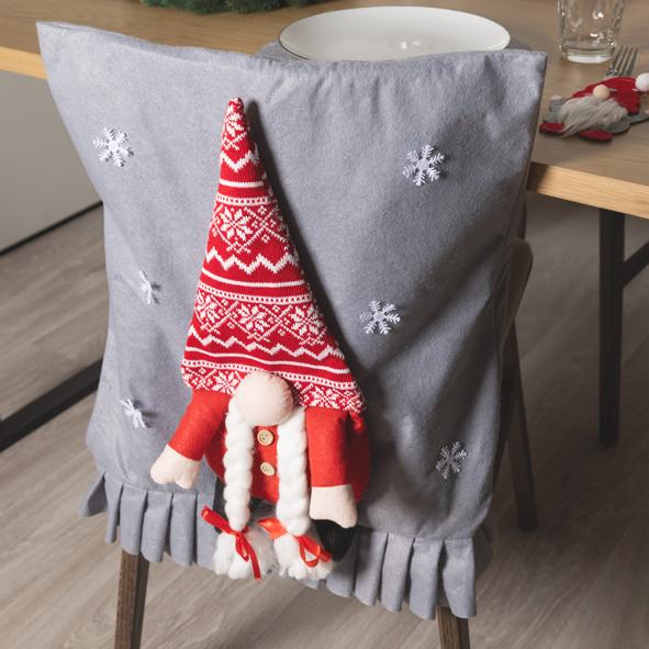 Stuhlhusse mit Wichteln und Schneeflocke