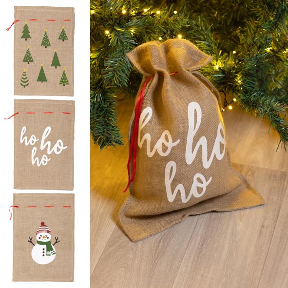 Jutebeutel mit Weihnachtsmotiv
