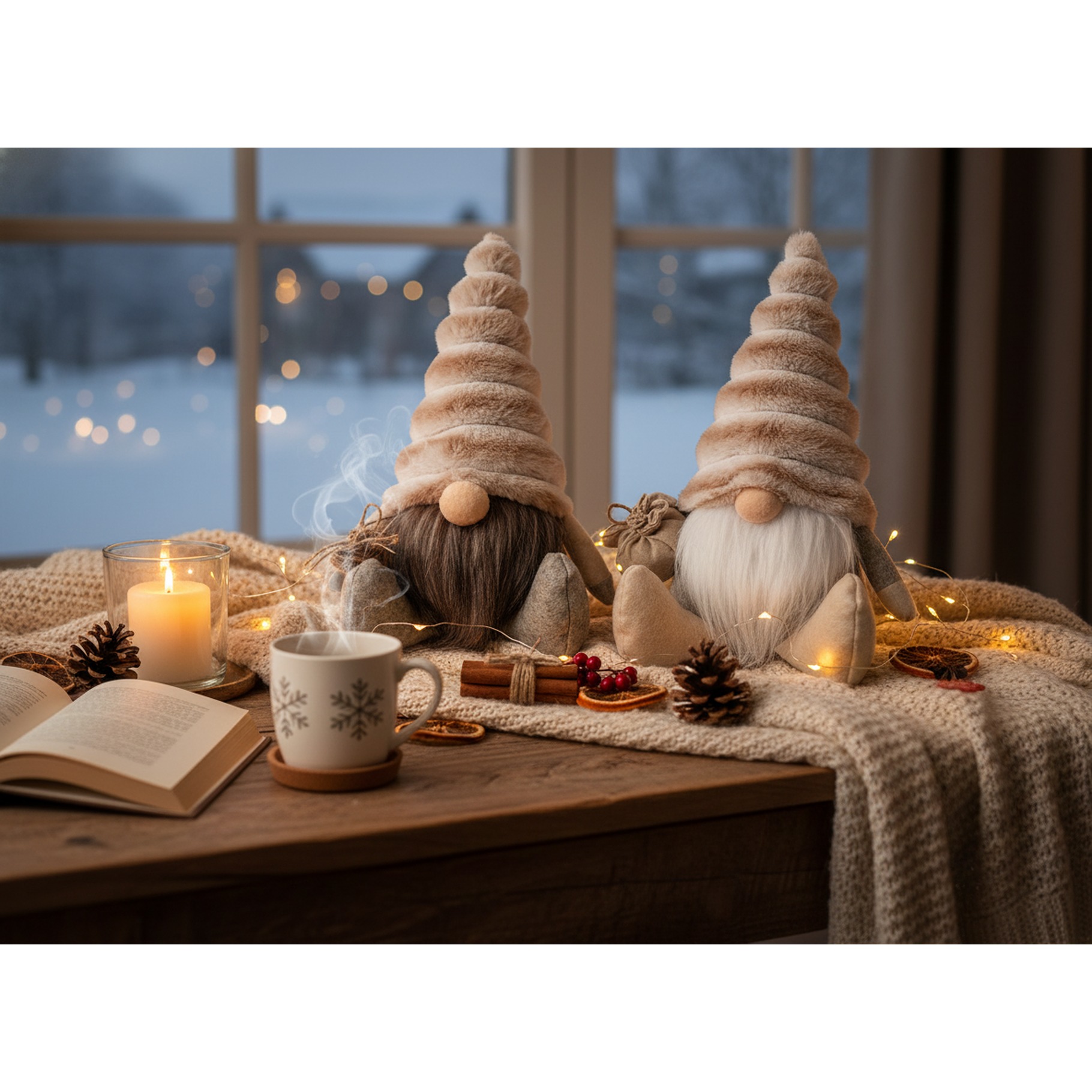 Weihnachtswichtel sitzend