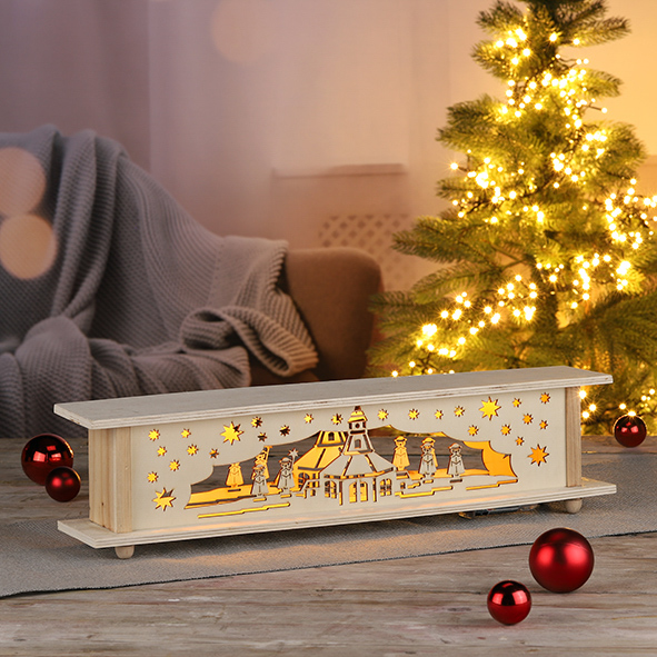 Weihnachtslandschaft mit 10 warm weißen LEDs