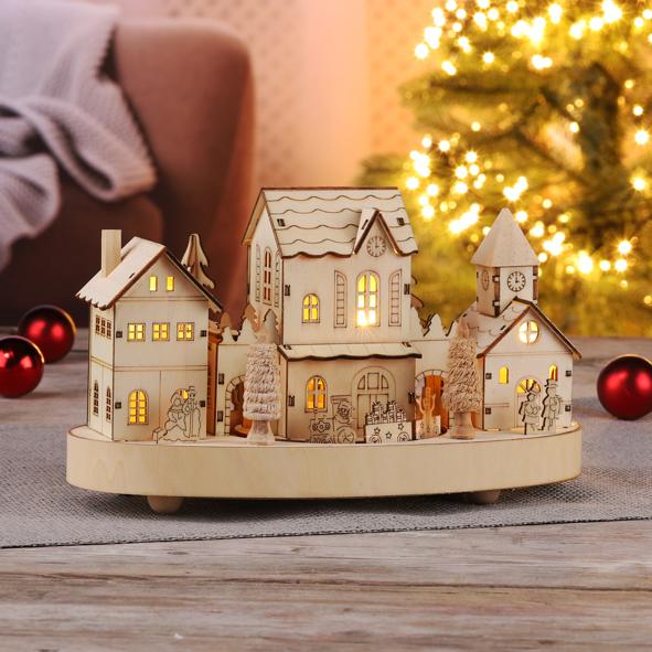 Weihnachtsstadt mit 4 warm weißen LEDs