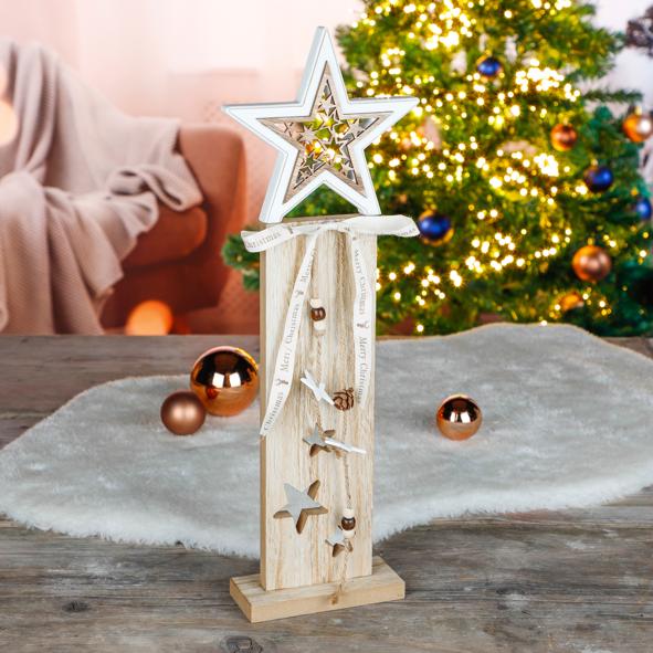 Deko Holzsäule mit Sternmotiv