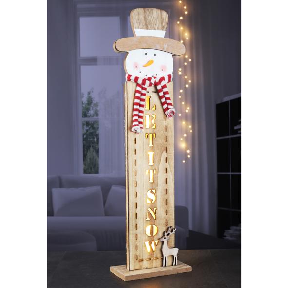 Deko Säule "Schneemann" mit 10 warm weißen LEDs