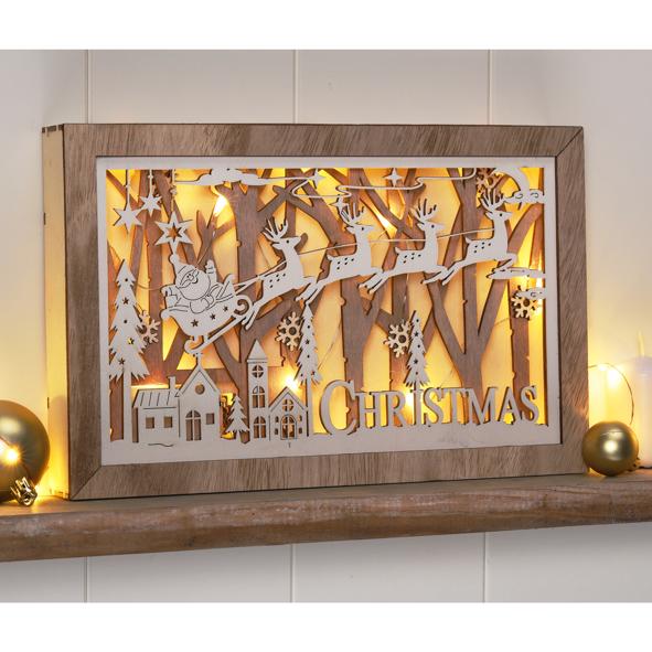 Holzdekoration, 15 warm weiße LEDs