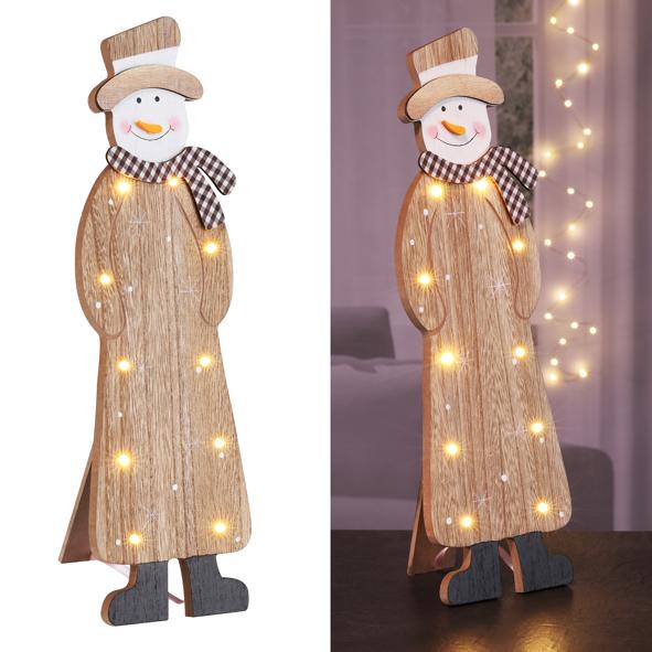 Deko Säule "Schneemann" mit 10 warmweißen LEDs