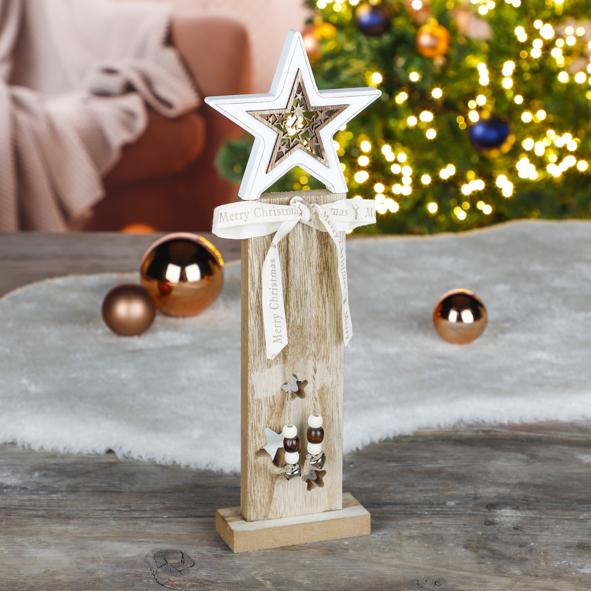 Deko Holzsäule mit Sternmotiv