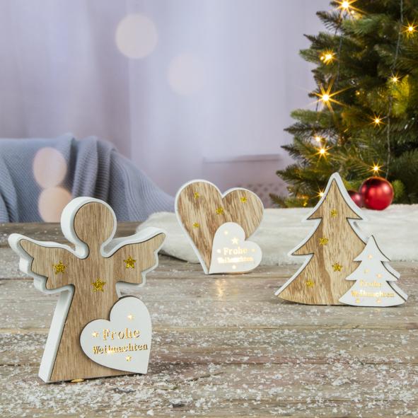 Holzdeko mit LED sortiert